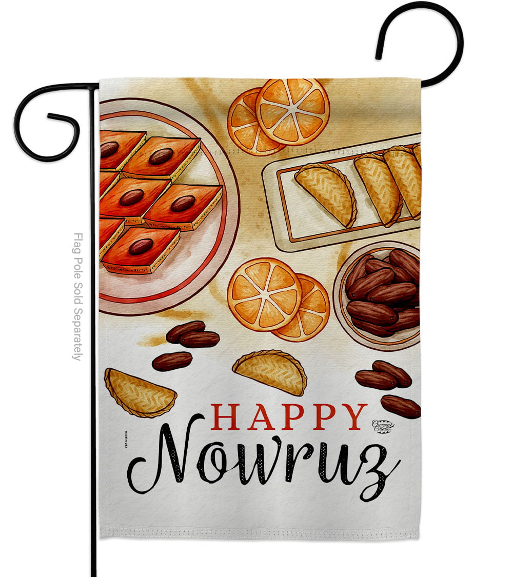 Happy Nowruz Day Celebration Double-Sided Decorative Garden Flag, Multi Color
