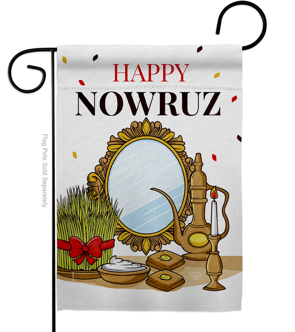 Nowruz Iranian New Year Celebration Double-Sided Decorative Garden Flag, Multi Color