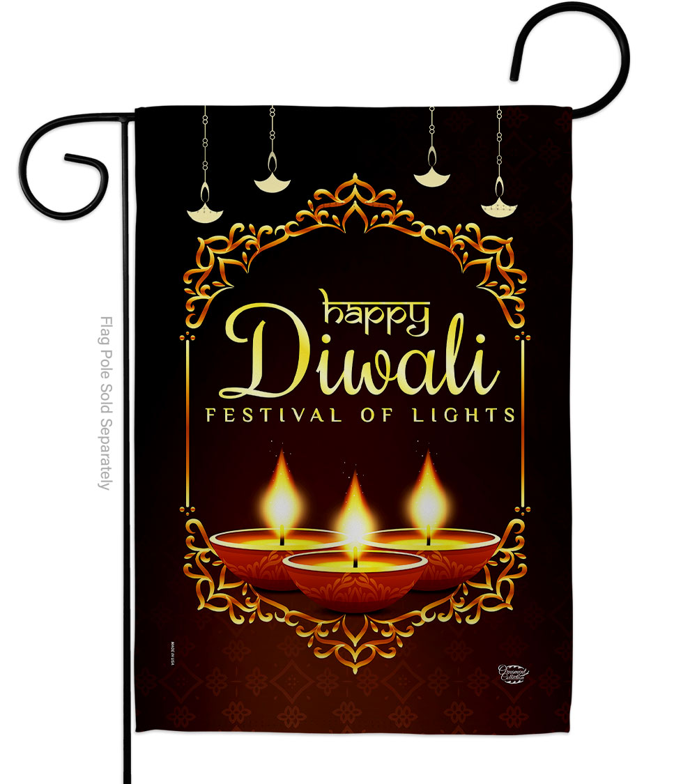 Celerate Diwali Celebration Double-Sided Decorative Garden Flag, Multi Color