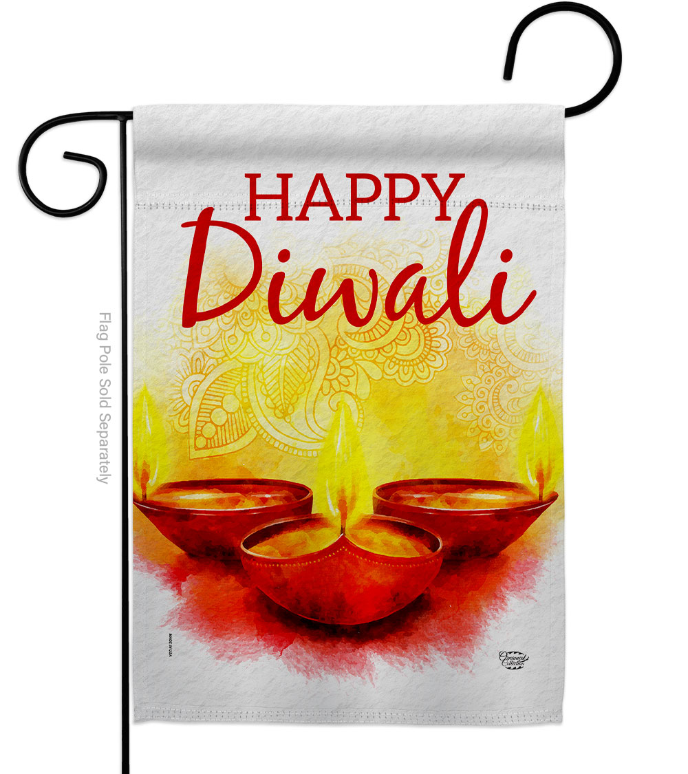 G192475-BO Diwali Greeting Celebration Double-Sided Decorative Garden Flag, Multi Color