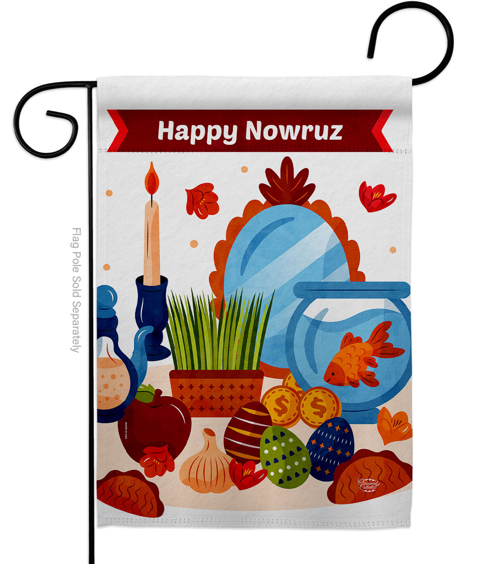 Persian New Years Table Celebration Nowruz Double-Sided Decorative Garden Flag, Multi Color
