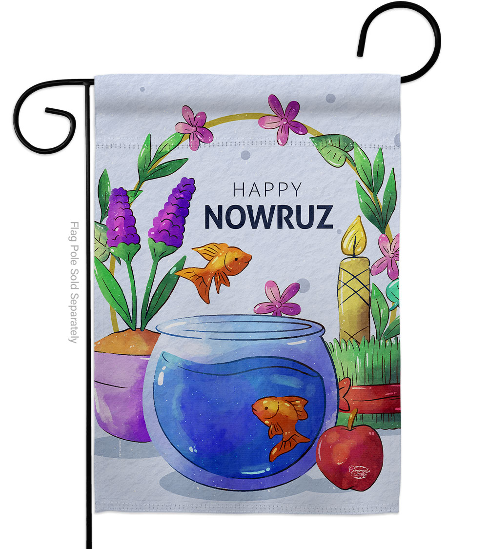 Nowruz Greeting Celebration Double-Sided Decorative Garden Flag, Multi Color