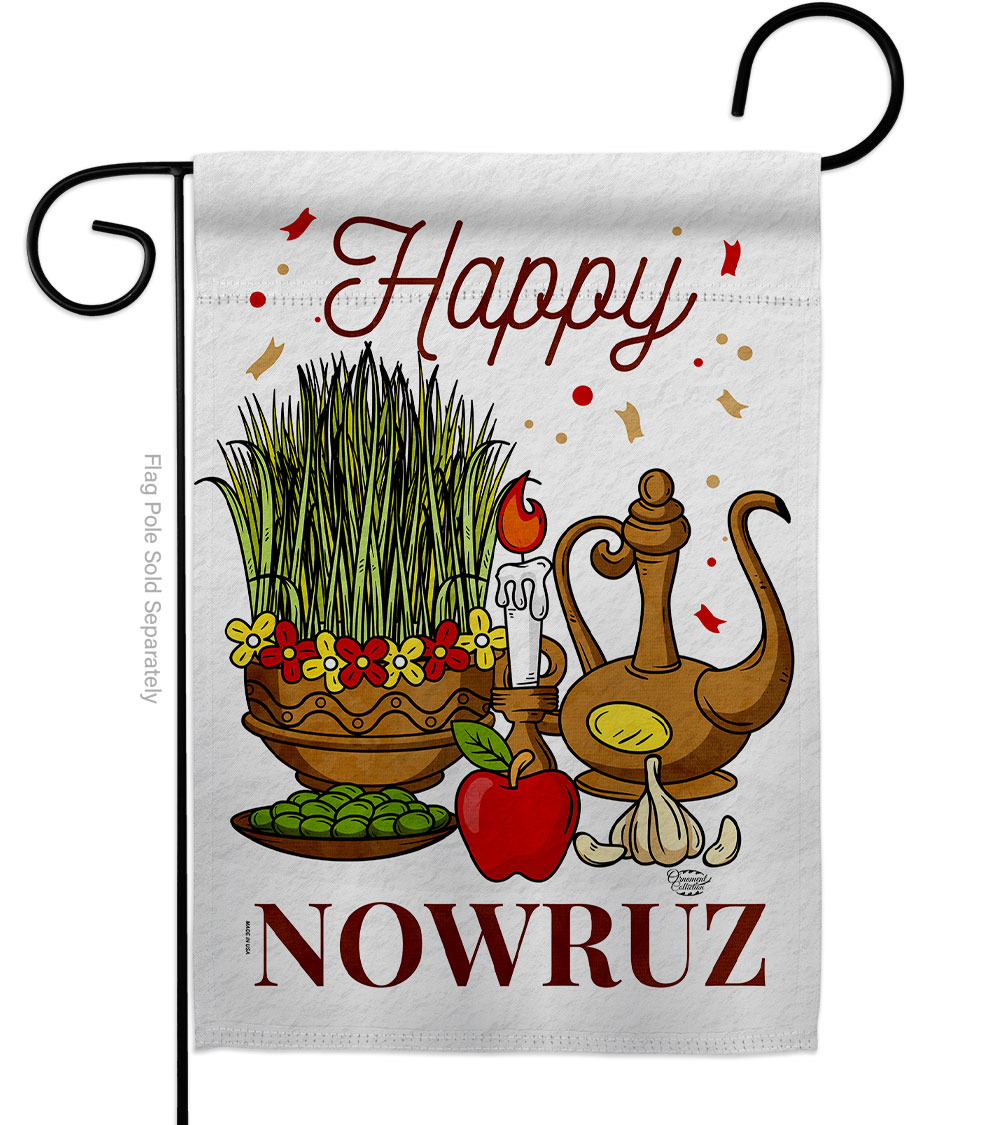 Iranian New Year Celebration Nowruz Double-Sided Decorative Garden Flag, Multi Color