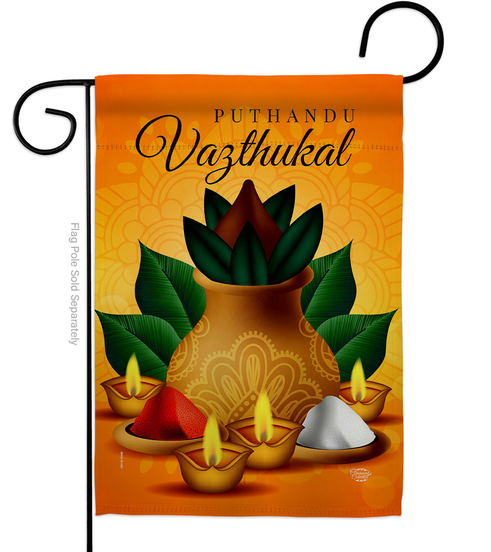 Puthandu Vazthukal Celebration Double-Sided Decorative Garden Flag, Multi Color