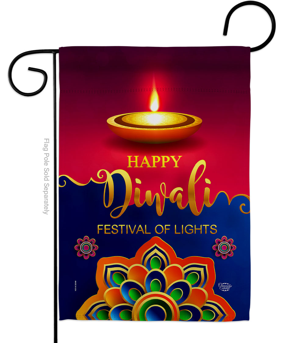 Deepawali Greeting Celebration Double-Sided Decorative Garden Flag, Multi Color