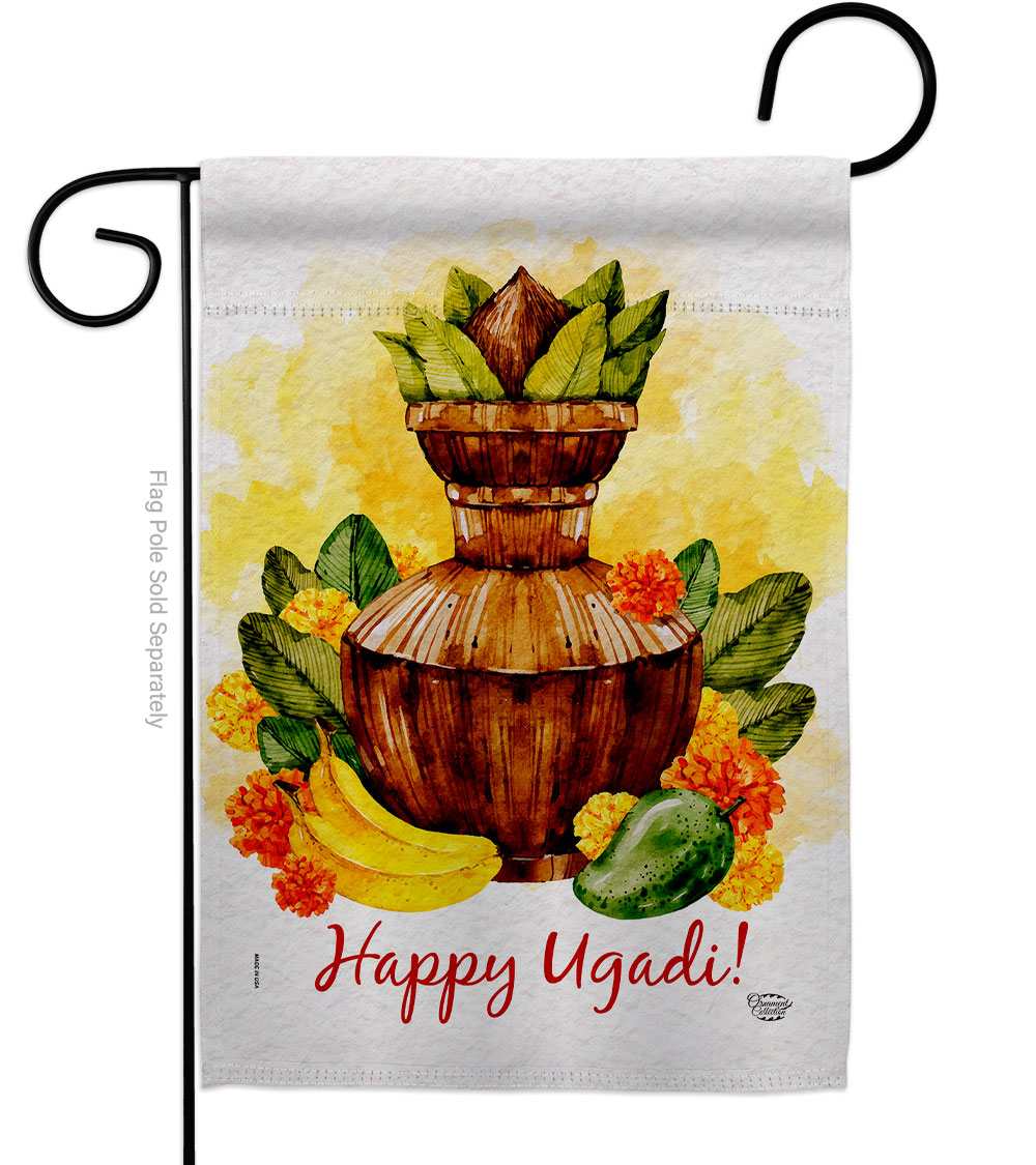 Ugadi Celebration Double-Sided Decorative Garden Flag, Multi Color
