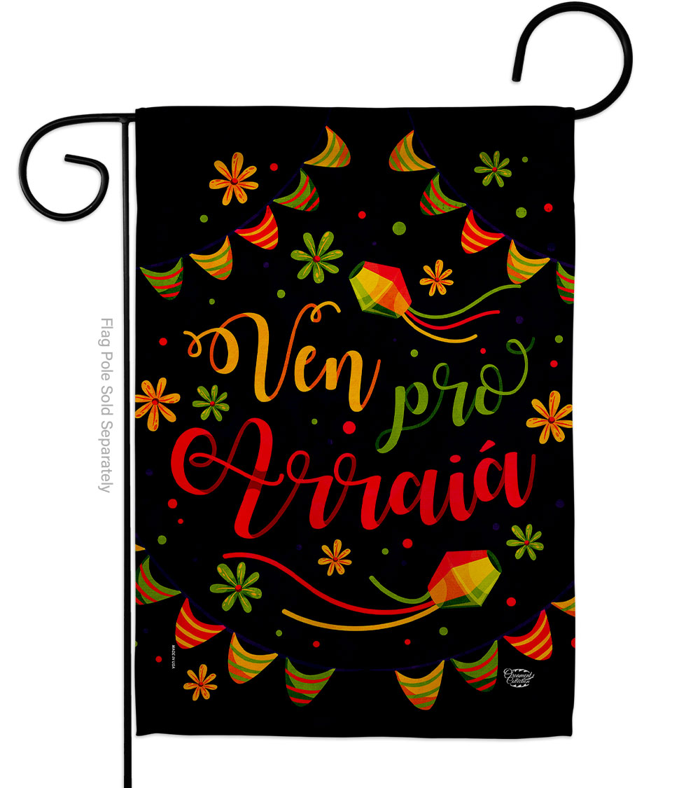 G192579-BO Ven Pro Arraia Celebration Festa Junina Double-Sided Decorative Garden Flag, Multi Color