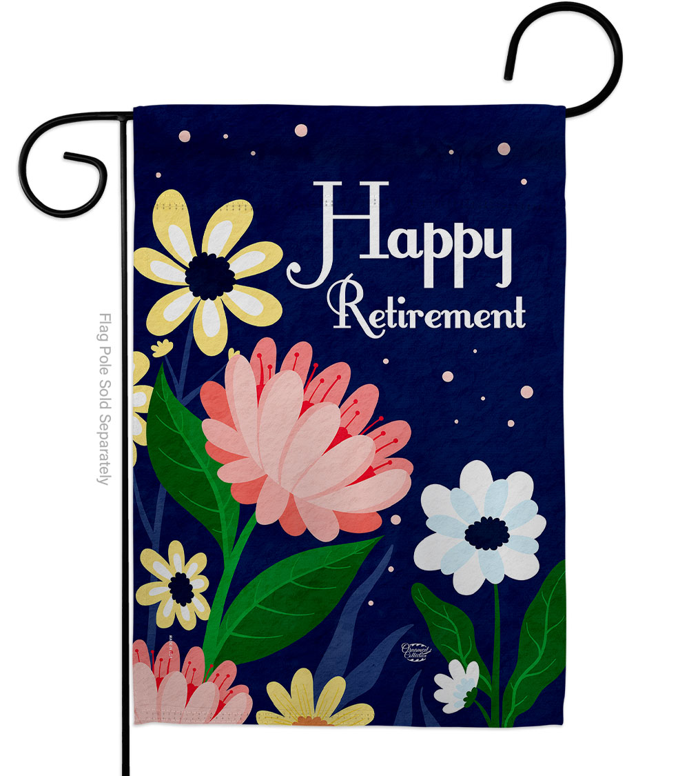 G192580-BO Happy Retirement Celebration Double-Sided Decorative Garden Flag, Multi Color