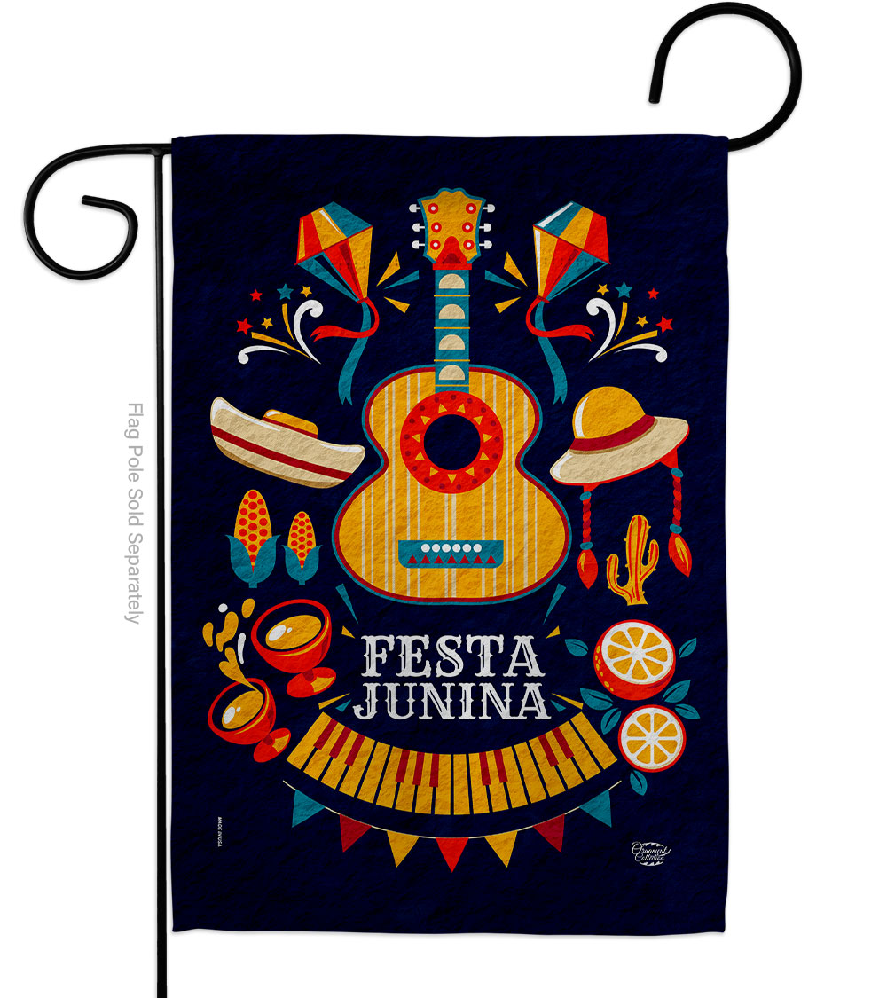 Festa Junina Celebration Double-Sided Decorative Garden Flag, Multi Color