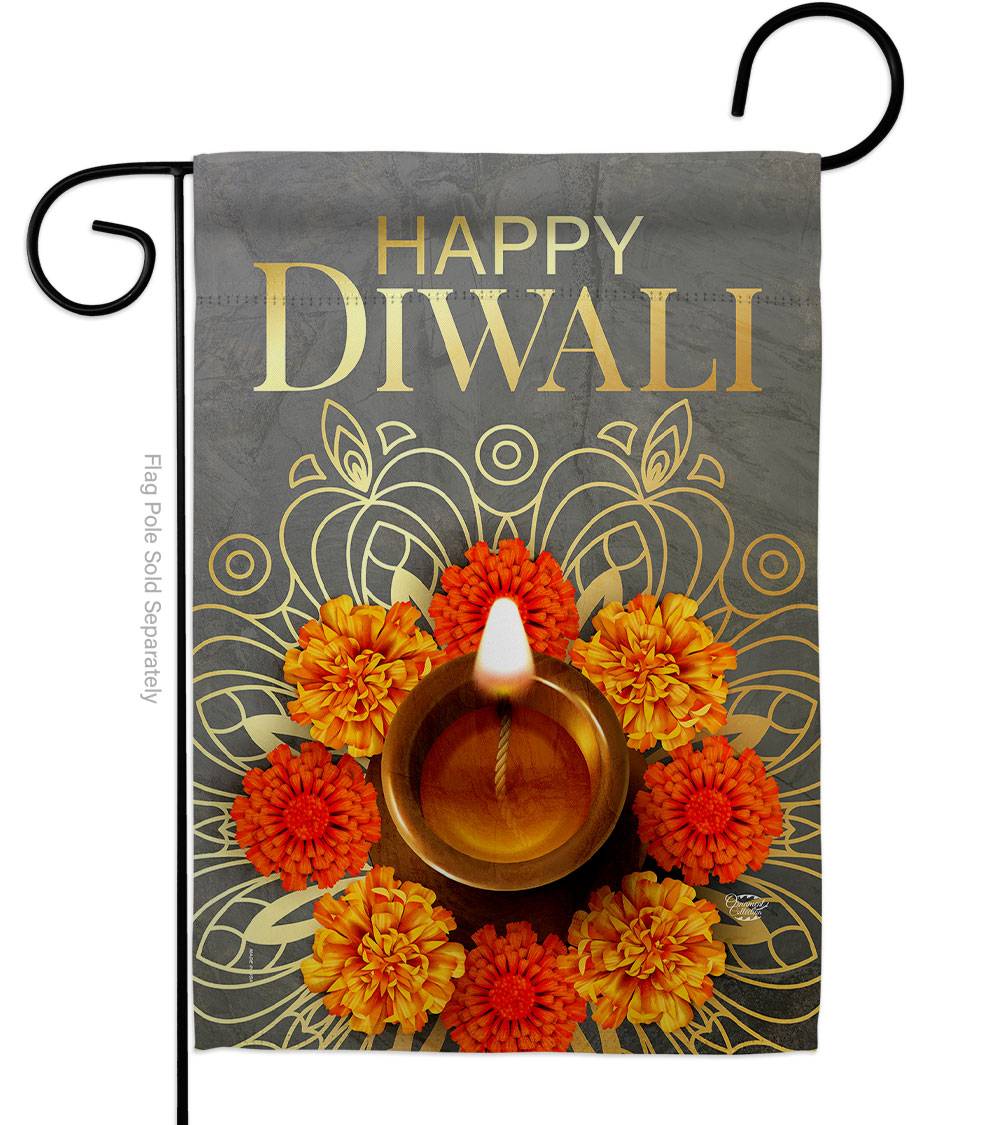 Festival Diwali Celebration Double-Sided Decorative Garden Flag, Multi Color