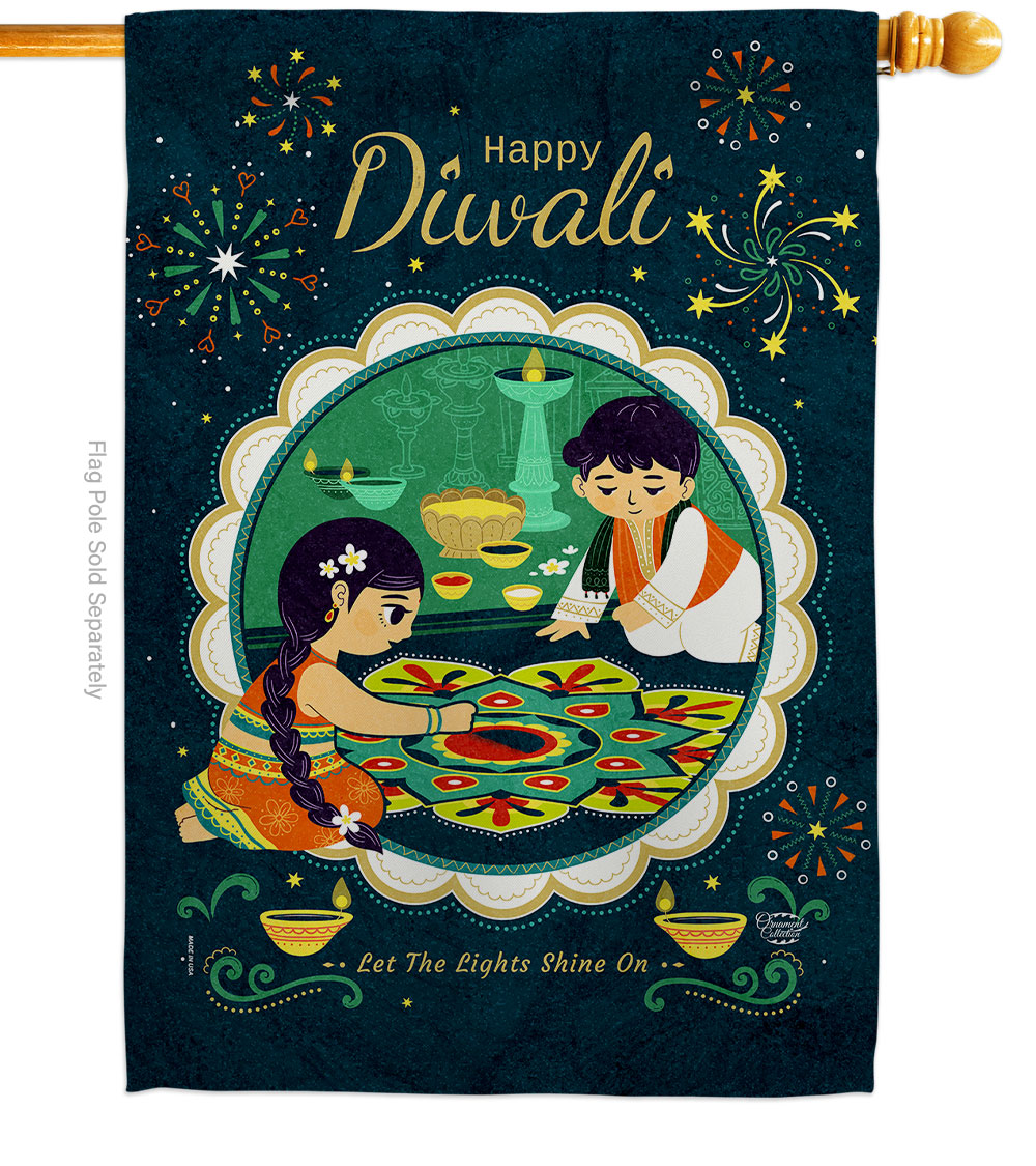 Diwali Shine On Celebration Double-Sided Garden Decorative House Flag, Multi Color
