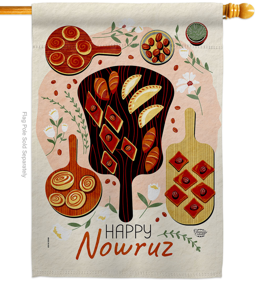 Nowruz Sweet Dish Celebration Double-Sided Garden Decorative House Flag, Multi Color
