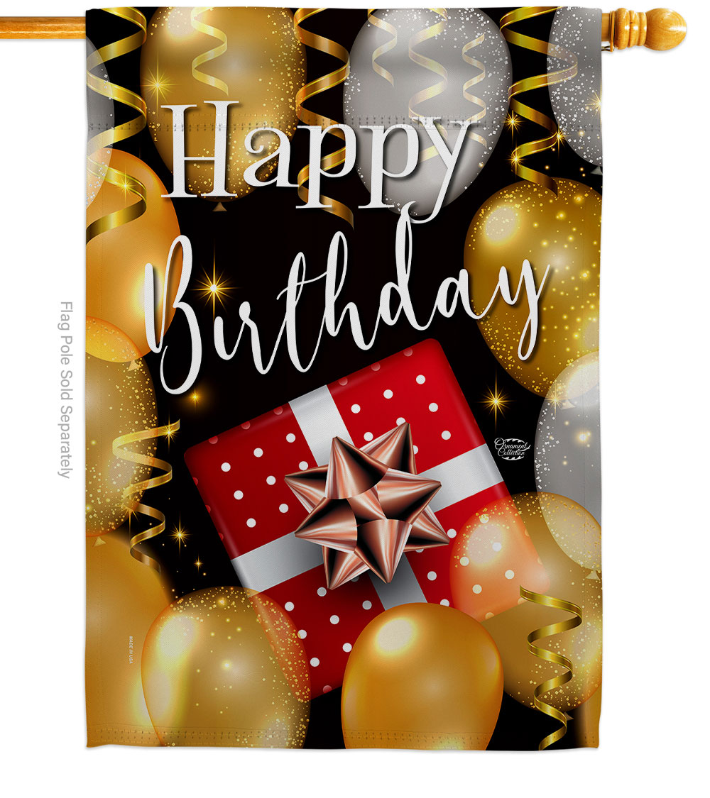 Happy Birthday Celebration Double-Sided Garden Decorative House Flag, Multi Color