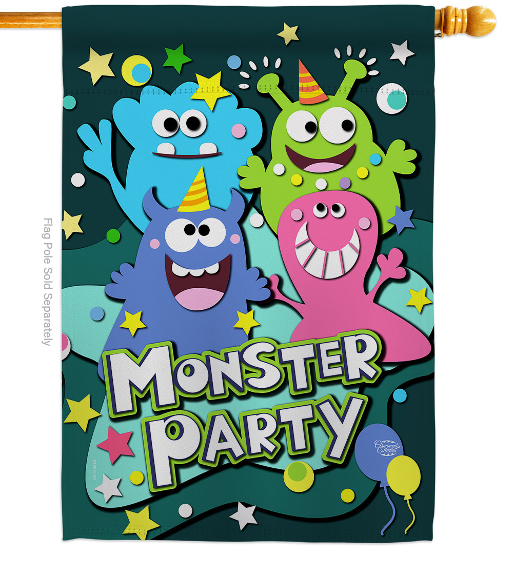 Monster Party Celebration Double-Sided Garden Decorative House Flag, Multi Color