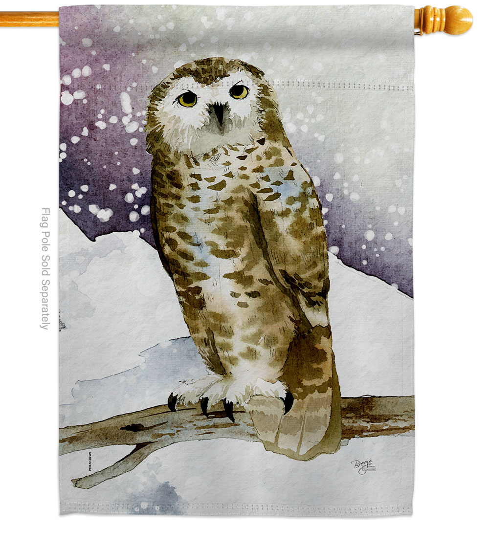 Winter Owl Animals Bird 28 x 40 in. Double-Sided Decorative Vertical House Flags for Decoration Banner Garden Yard Gift
