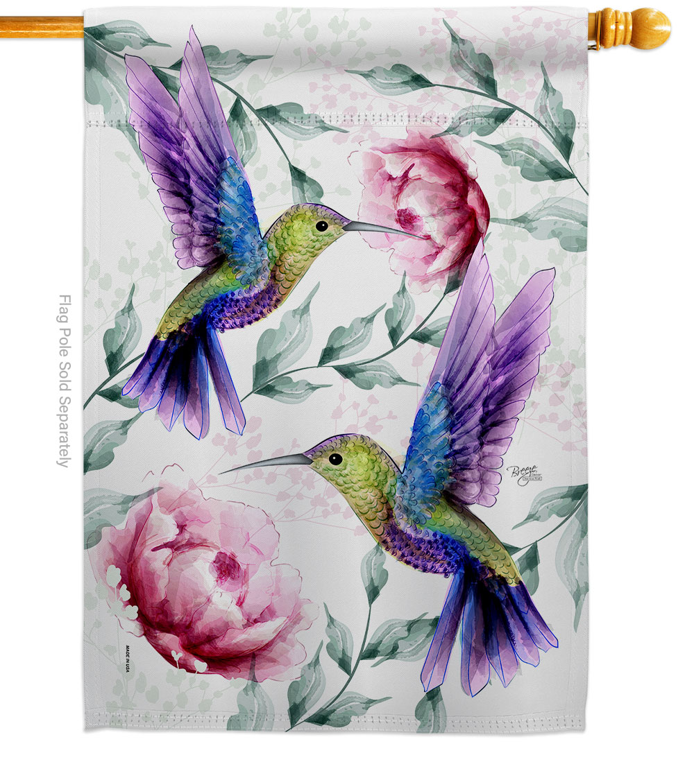 Hummingbirds In Flight Animals Bird 28 x 40 in. Double-Sided Decorative Vertical House Flags for Decoration Banner Garden Yard Gift