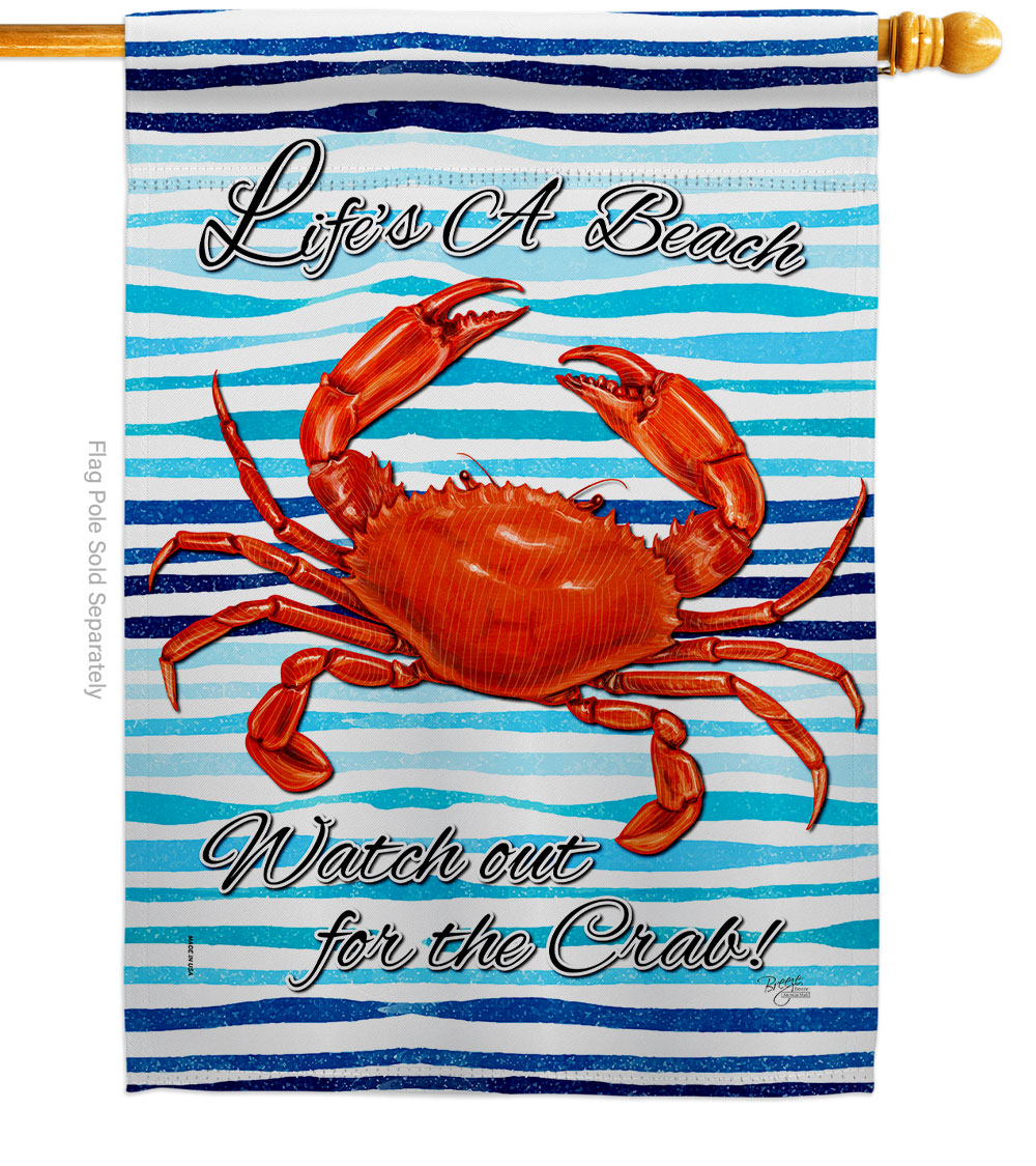 Beach Crabs Animals Sea Creature 28 x 40 in. Double-Sided Decorative Vertical House Flags for Decoration Banner Garden Yard Gift