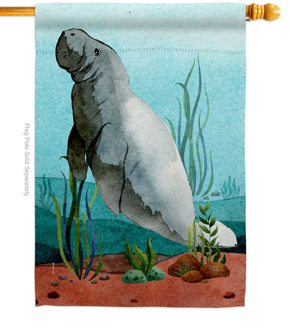 Manatees Animals Sea Creature 28 x 40 in. Double-Sided Decorative Vertical House Flags for Decoration Banner Garden Yard Gift