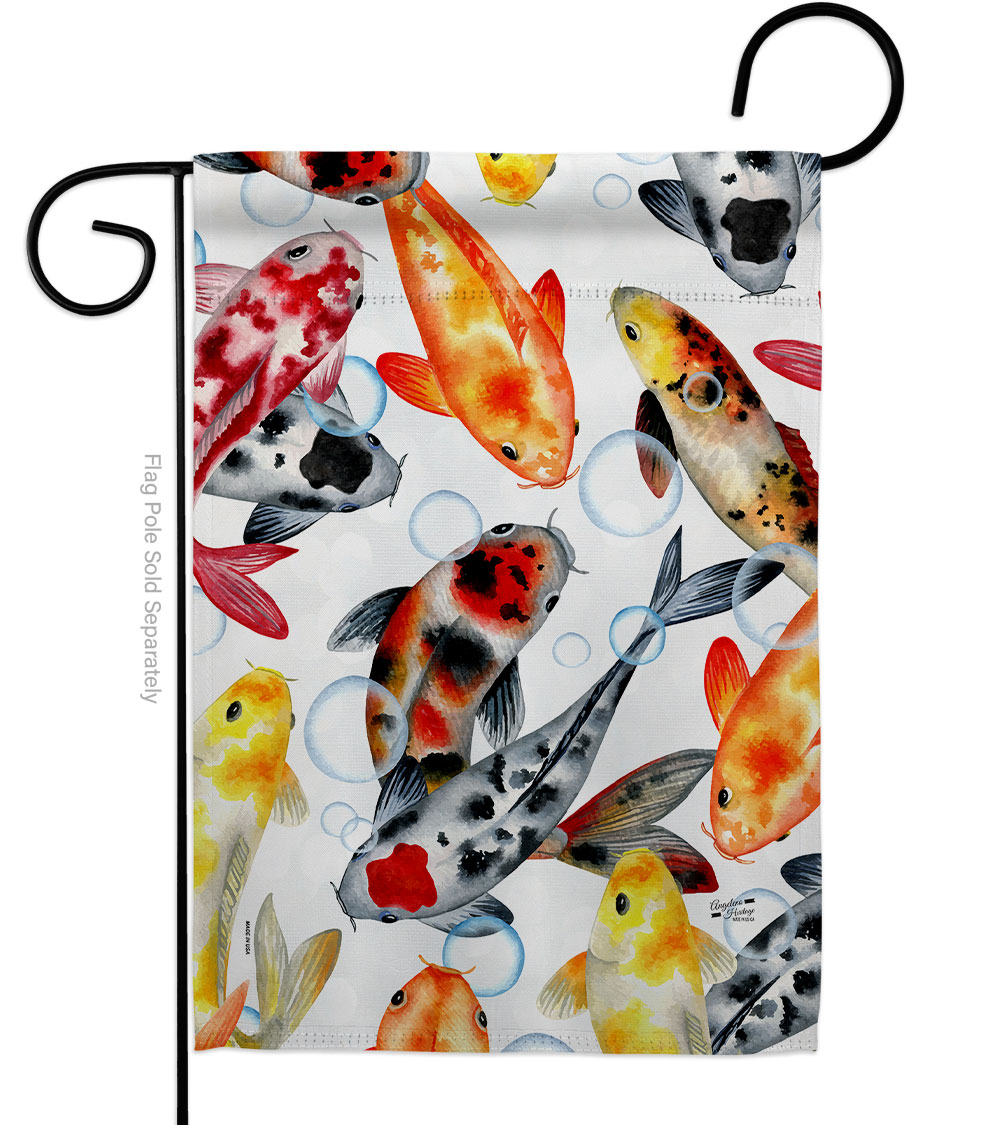 Koi Water Animals Sea Creature 13 x 18.5 in. Double-Sided Decorative Vertical Garden Flags for House Decoration Banner Yard Gift