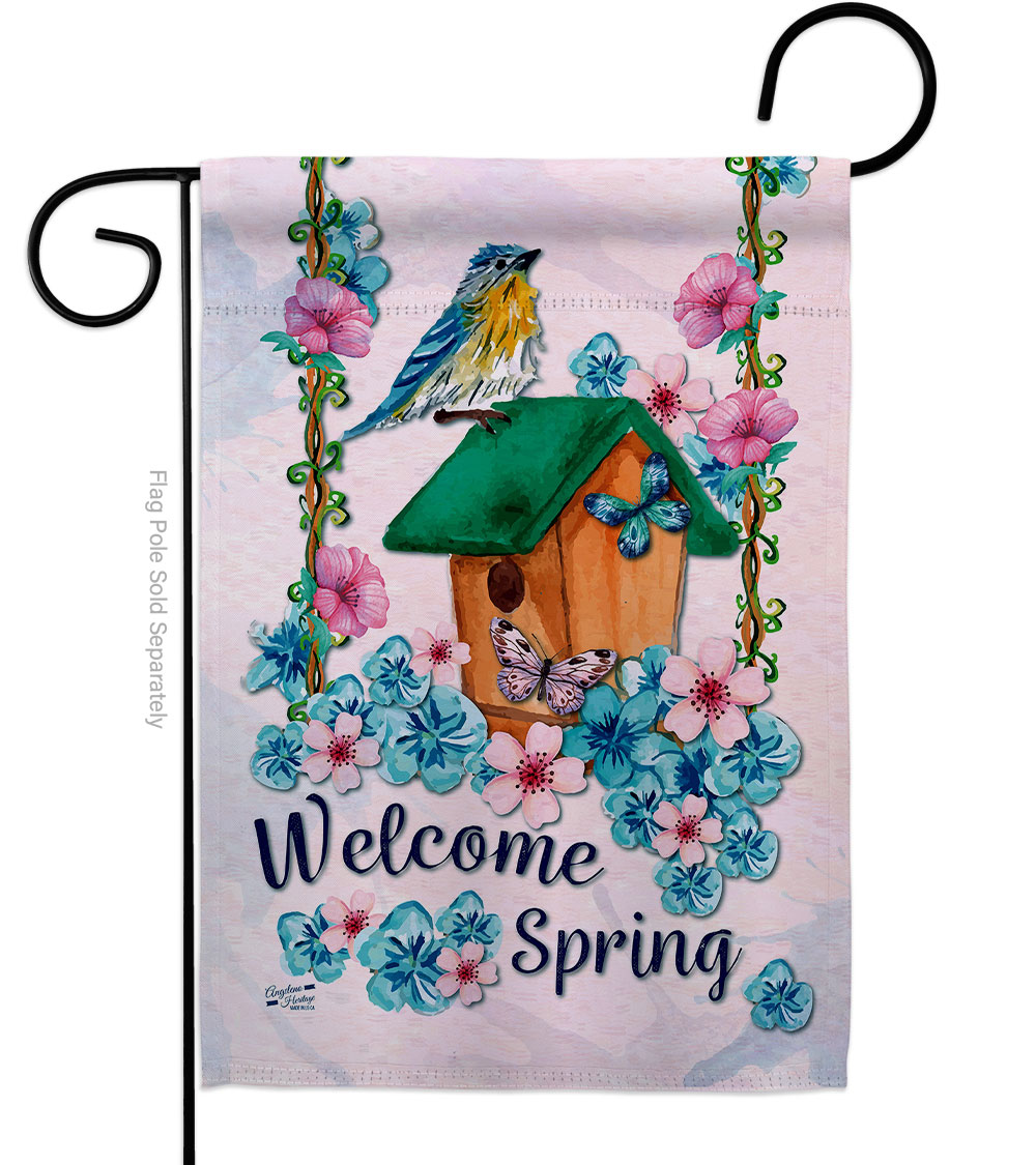 G135003-BO Welcome Spring Bird Animals 13 x 18.5 in. Double-Sided Decorative Vertical Garden Flags for House Decoration Banner Yard Gift