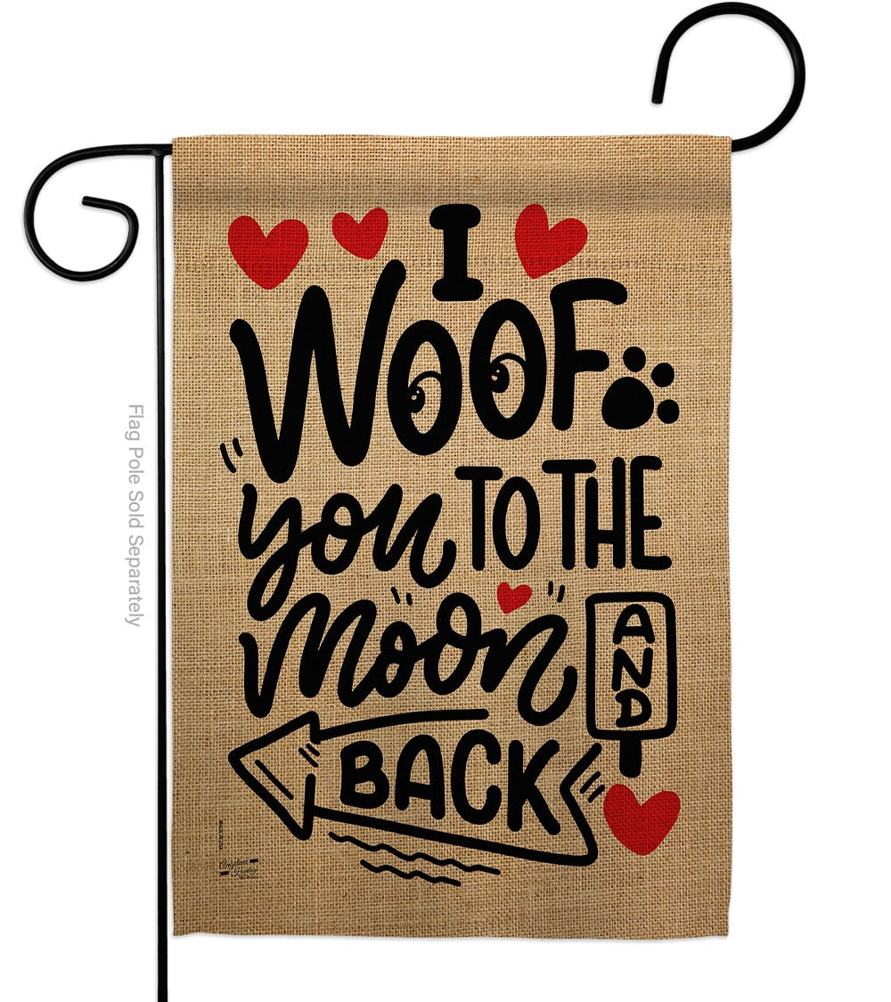 G135213-BO I Woof You Animals Dog 13 x 18.5 in. Double-Sided Decorative Vertical Garden Flags for House Decoration Banner Yard Gift