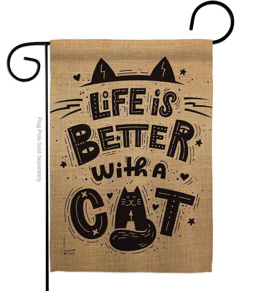 G135230-BO Better with a Cat Animals 13 x 18.5 in. Double-Sided Decorative Vertical Garden Flags for House Decoration Banner Yard Gift