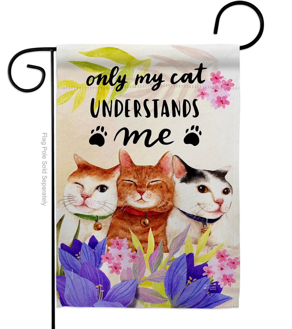 G135551-BO My Cat Understand Animals 13 x 18.5 in. Double-Sided Decorative Vertical Garden Flags for House Decoration Banner Yard Gift