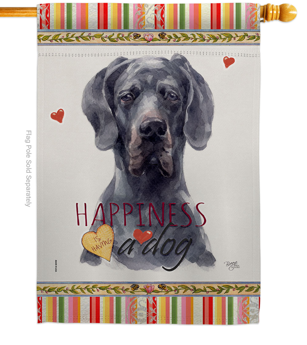 Black Great Dane Happiness Animals Dog 28 x 40 in. Double-Sided Decorative Vertical House Flags for Decoration Banner Garden Yard Gift