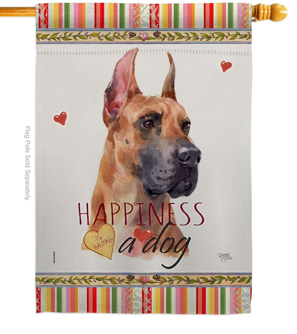 Fawn Great Dane Happiness Animals Dog 28 x 40 in. Double-Sided Decorative Vertical House Flags for Decoration Banner Garden Yard Gift
