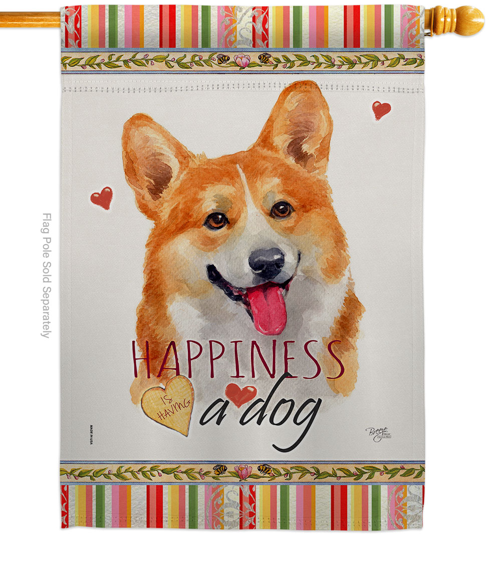 Fawn Corgi Happiness Animals Dog 28 x 40 in. Double-Sided Decorative Vertical House Flags for Decoration Banner Garden Yard Gift
