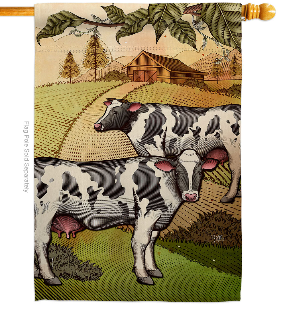 Cattles Animals Barnyard Animal 28 x 40 in. Double-Sided Decorative Vertical House Flags for Decoration Banner Garden Yard Gift