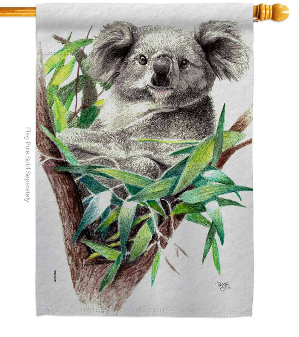H110275-BO Koala Animals Wildlife 28 x 40 in. Double-Sided Decorative Vertical House Flags for Decoration Banner Garden Yard Gift