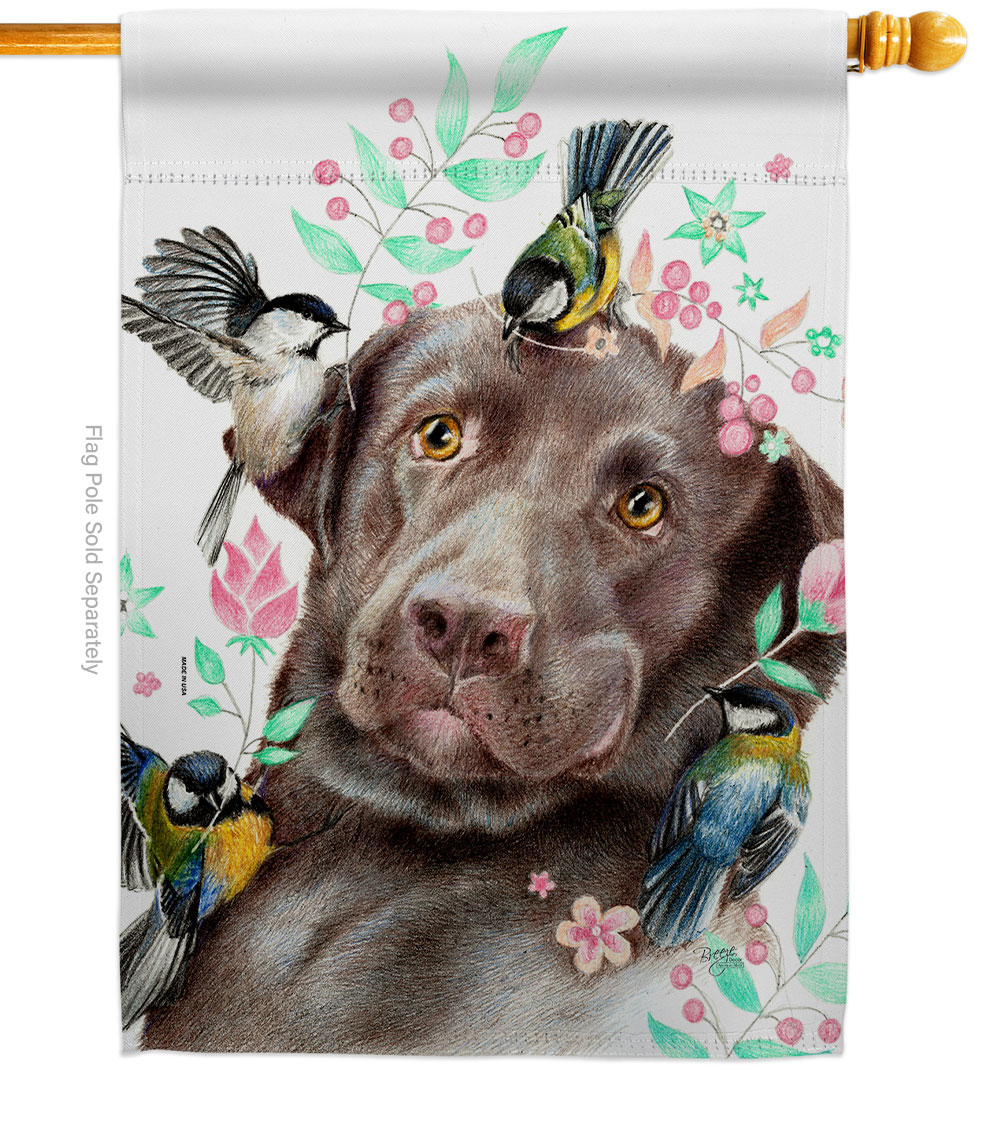 Swallow Play with Lab Animals Dog 28 x 40 in. Double-Sided Decorative Vertical House Flags for Decoration Banner Garden Yard Gift