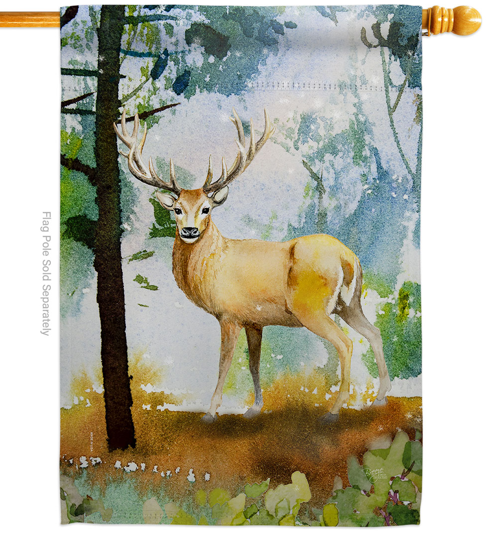 H110277-BO Forest Deer Animals Wildlife 28 x 40 in. Double-Sided Decorative Vertical House Flags for Decoration Banner Garden Yard Gift