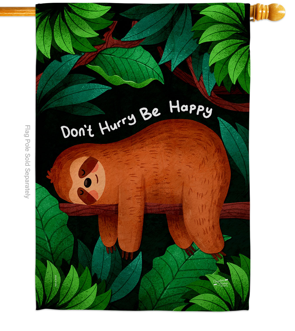 Dont Hurry Animals Wildlife 28 x 40 in. Double-Sided Decorative Vertical House Flags for Decoration Banner Garden Yard Gift