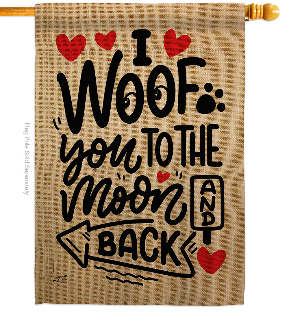 H137213-BO I Woof You Animals Dog 28 x 40 in. Double-Sided Decorative Vertical House Flags for Decoration Banner Garden Yard Gift