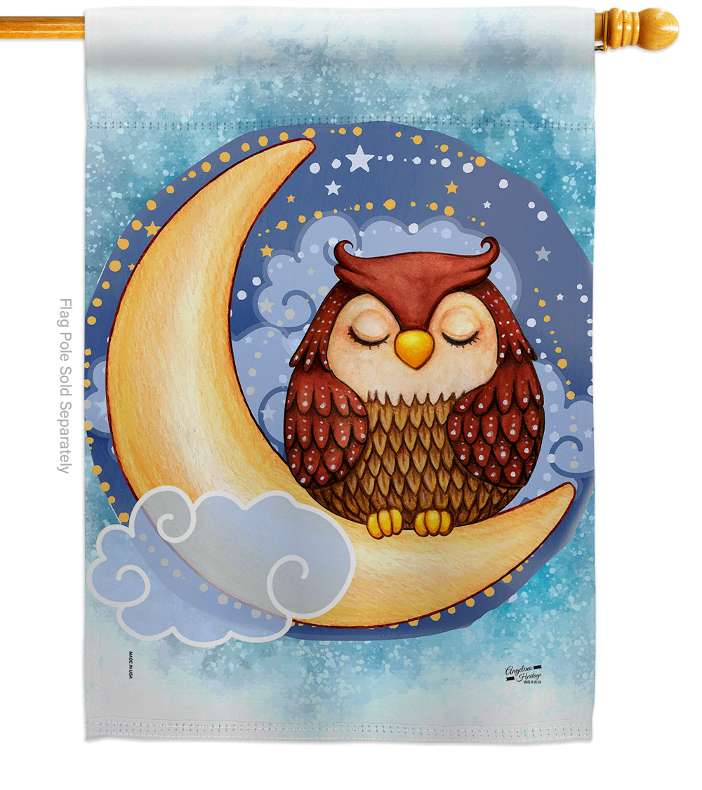H137356-BO Midnight Owl Animals Bird 28 x 40 in. Double-Sided Decorative Vertical House Flags for Decoration Banner Garden Yard Gift