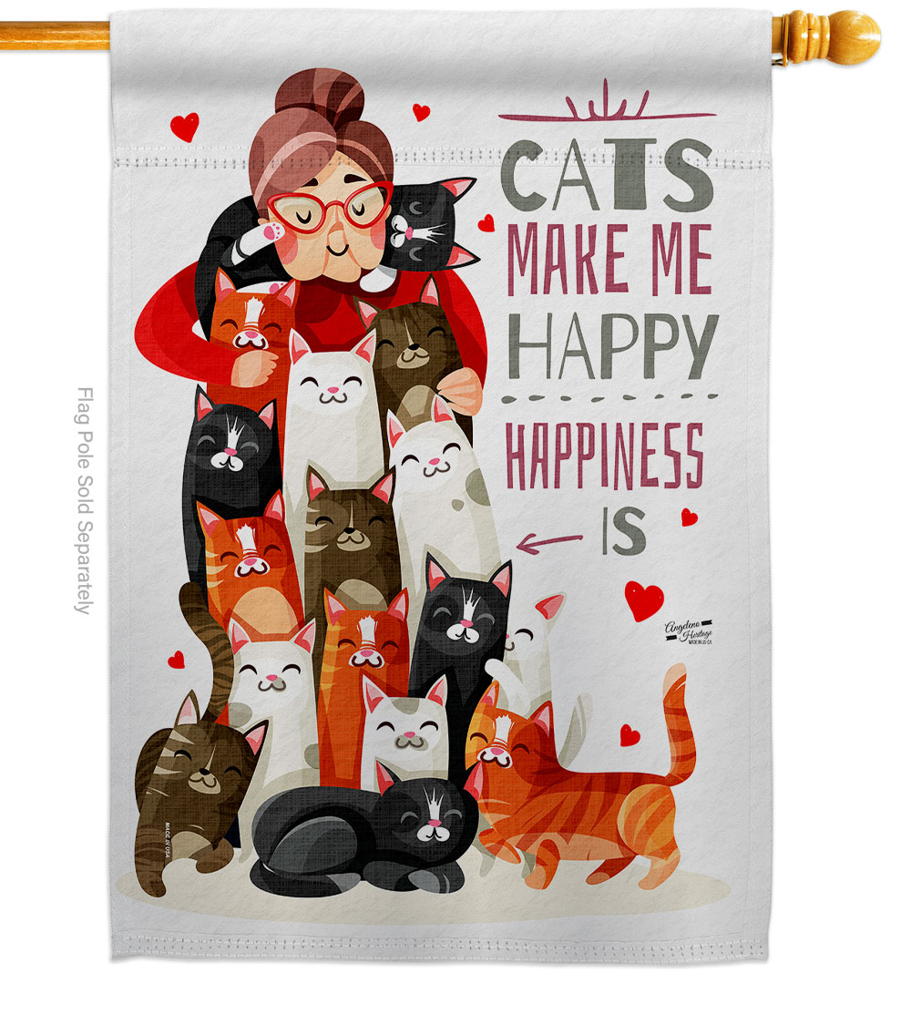 H137512-BO Crazy Cat Lady Animals 28 x 40 in. Double-Sided Decorative Vertical House Flags for Decoration Banner Garden Yard Gift