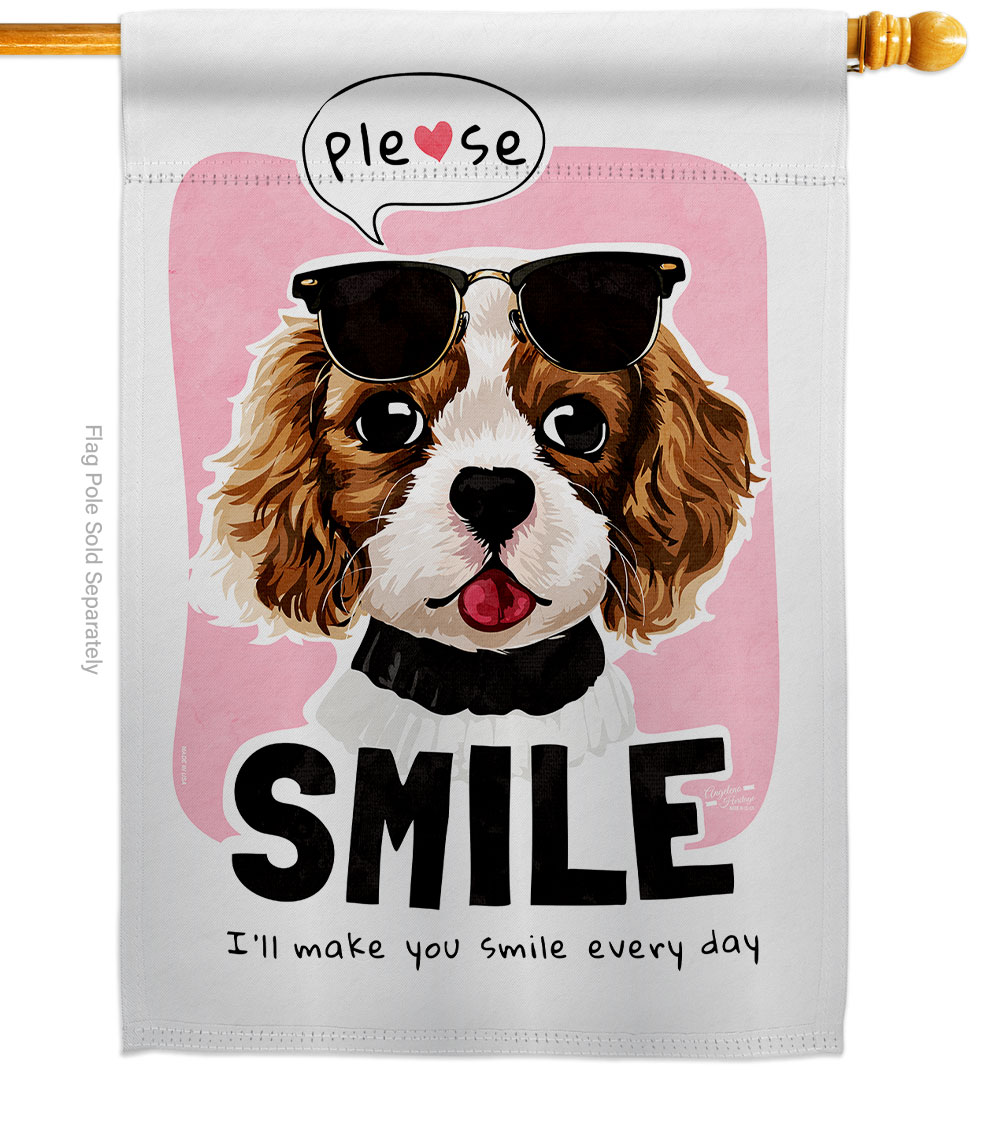 Please Smile Animals Dog 28 x 40 in. Double-Sided Decorative Vertical House Flags for Decoration Banner Garden Yard Gift