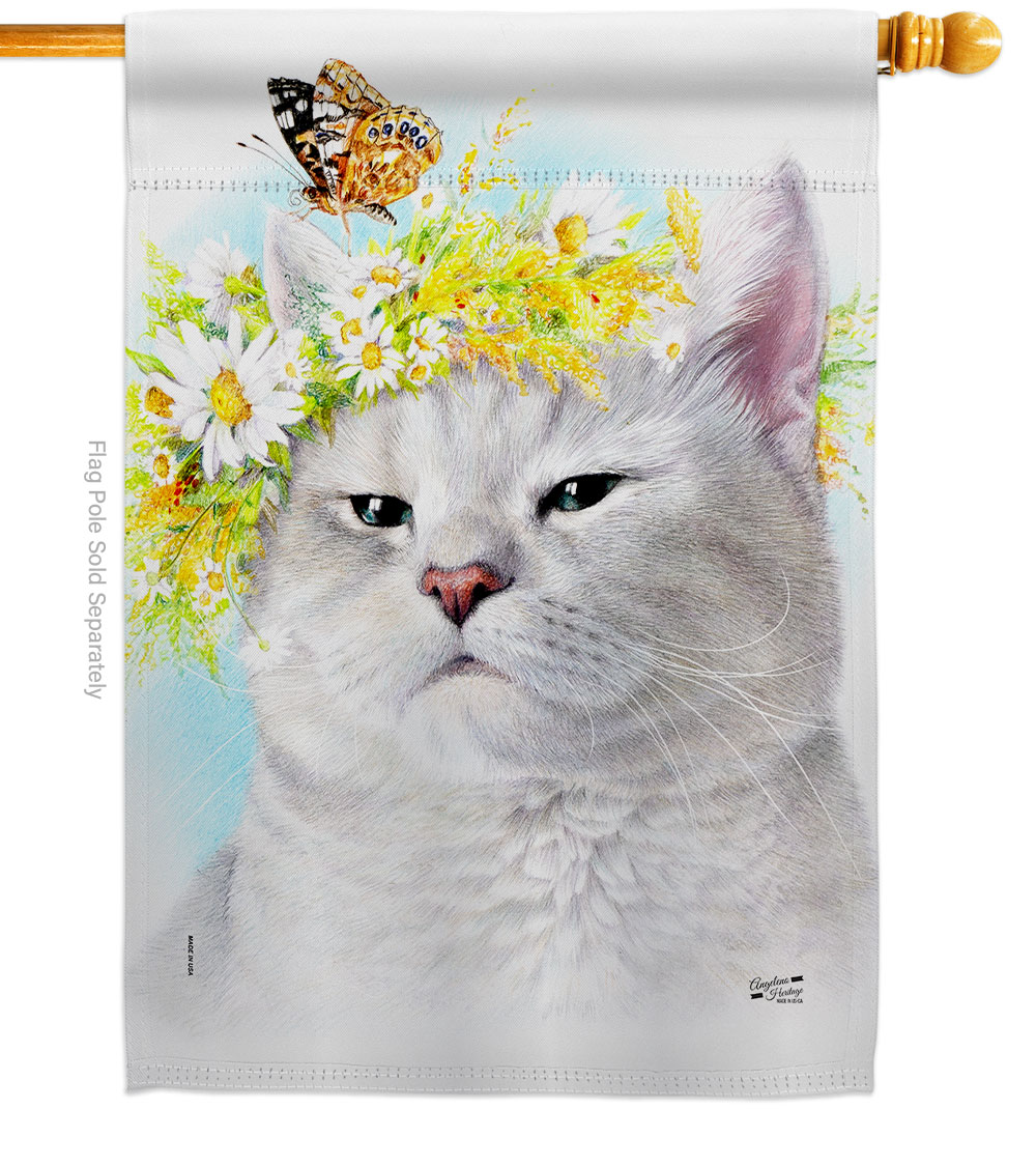 Garden Kitty Animals Cat 28 x 40 in. Double-Sided Decorative Vertical House Flags for Decoration Banner Yard Gift