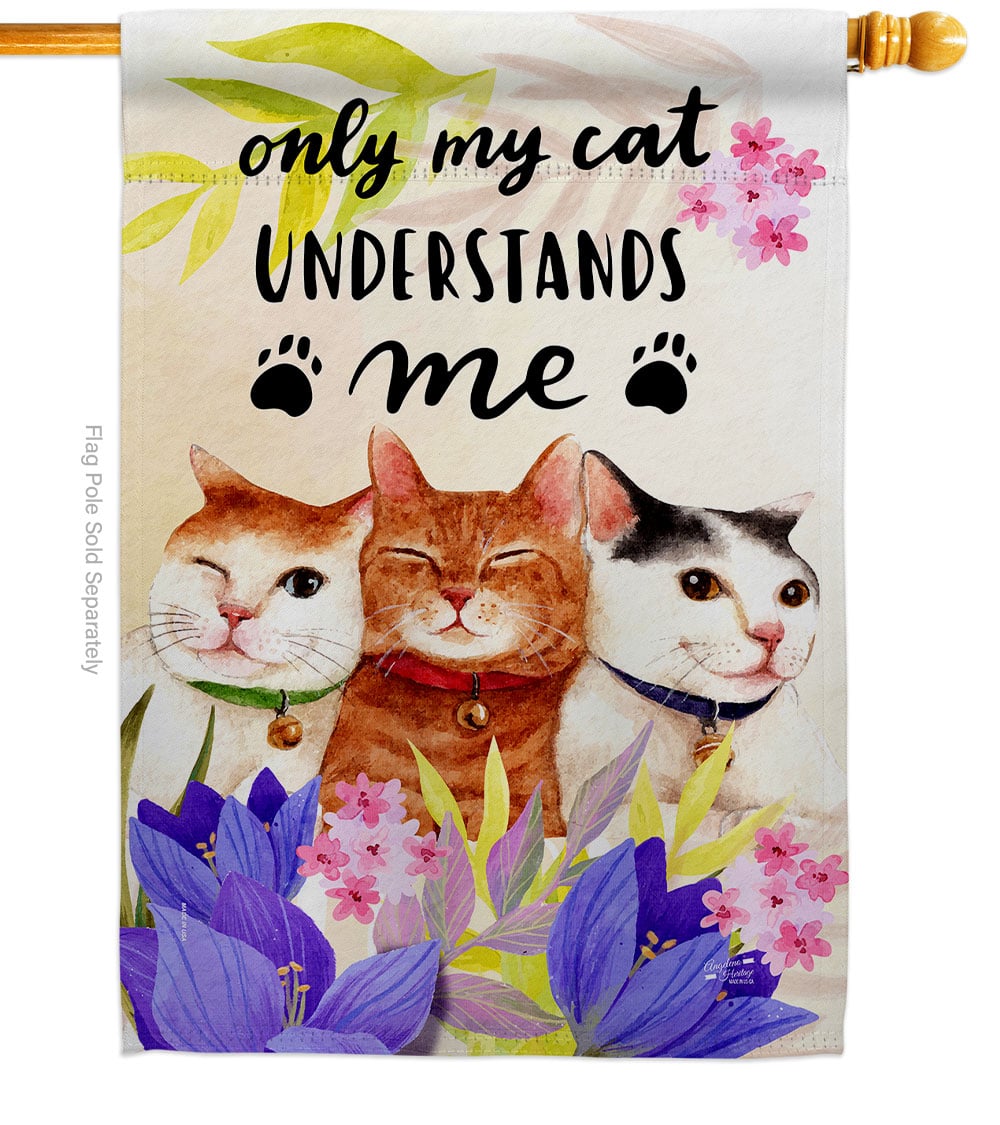 H137551-BO My Cat Understand Animals 28 x 40 in. Double-Sided Decorative Vertical House Flags for Decoration Banner Garden Yard Gift