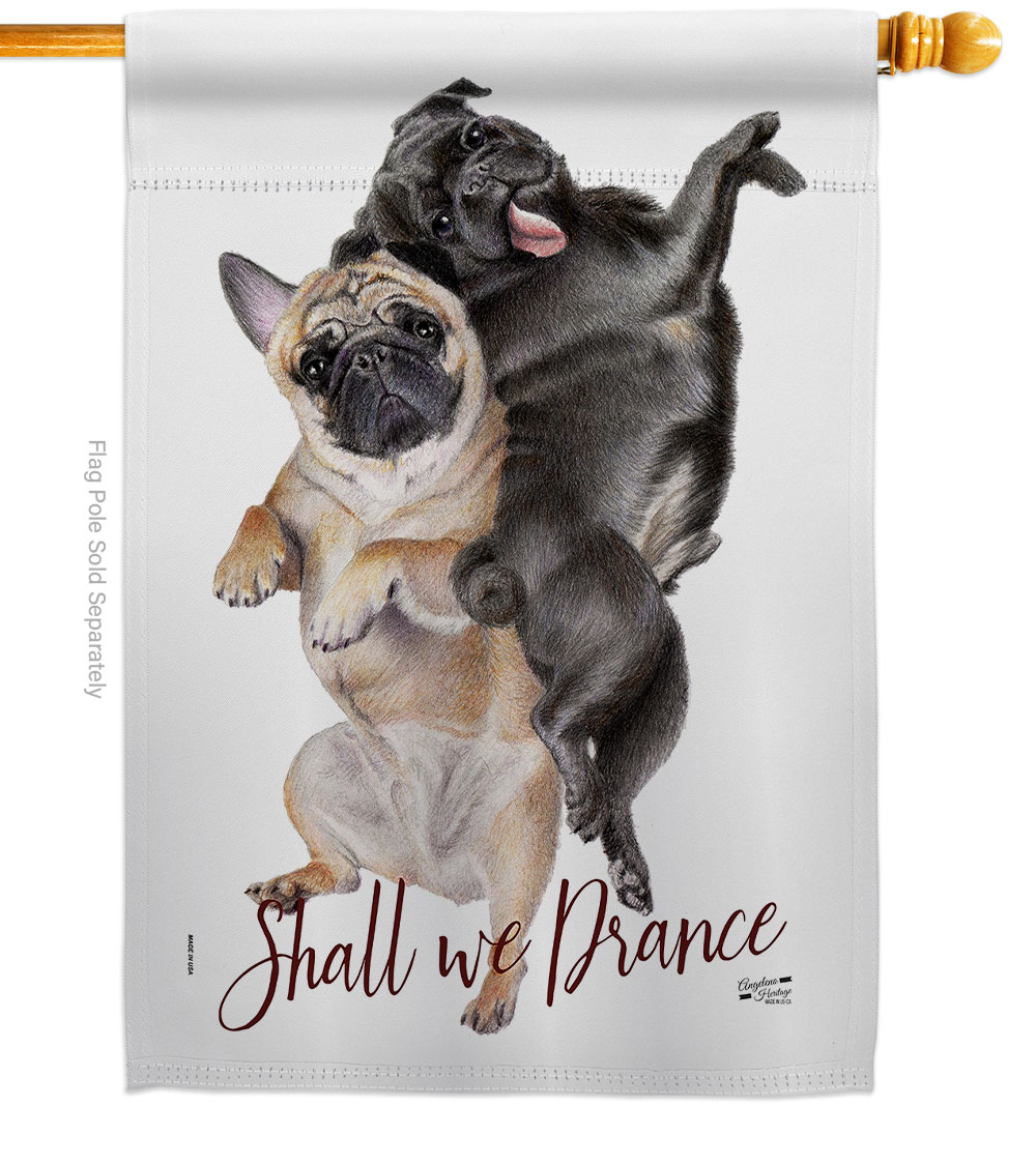 Shall we Dance Animals Dog 28 x 40 in. Double-Sided Decorative Vertical House Flags for Decoration Banner Garden Yard Gift
