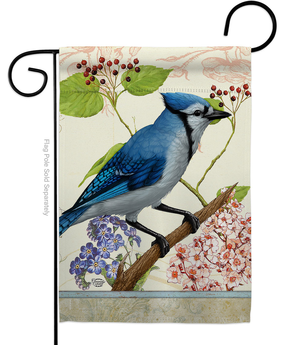 Blue Jay Floral Animals Bird 13 x 18.5 in. Double-Sided Decorative Vertical Garden Flags for House Decoration Banner Yard Gift