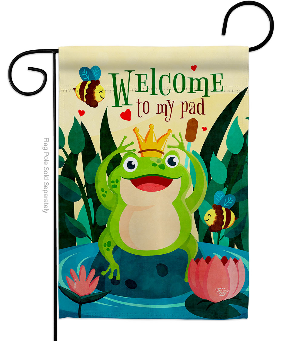Frog Welcome Animals Critter 13 x 18.5 in. Double-Sided Decorative Vertical Garden Flags for House Decoration Banner Yard Gift