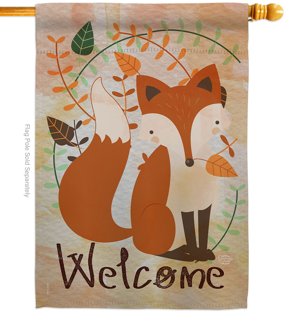 H191107-BO Welcome Fox Animals Wildlife 28 x 40 in. Double-Sided Decorative Vertical House Flags for Decoration Banner Garden Yard Gift