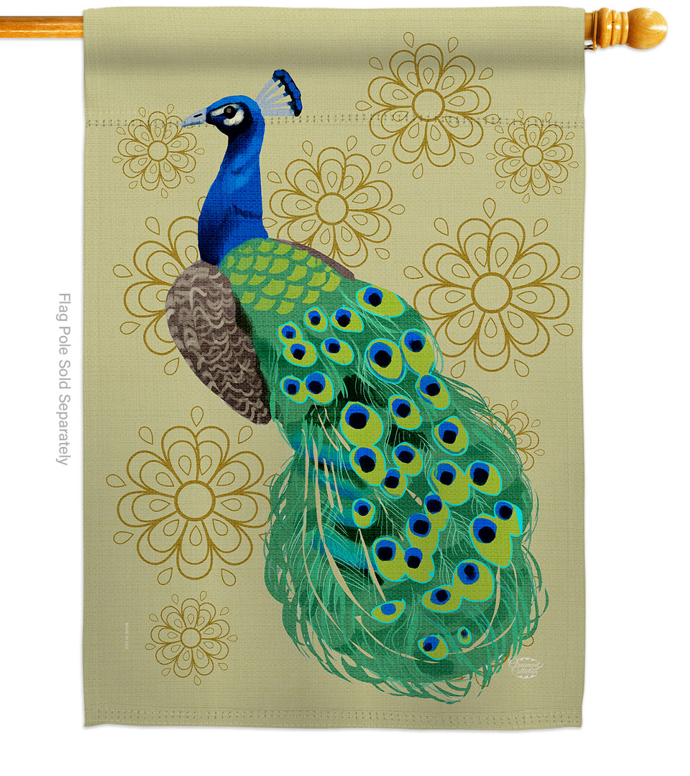 Peacock Animals Bird 28 x 40 in. Double-Sided Decorative Vertical House Flags for Decoration Banner Garden Yard Gift