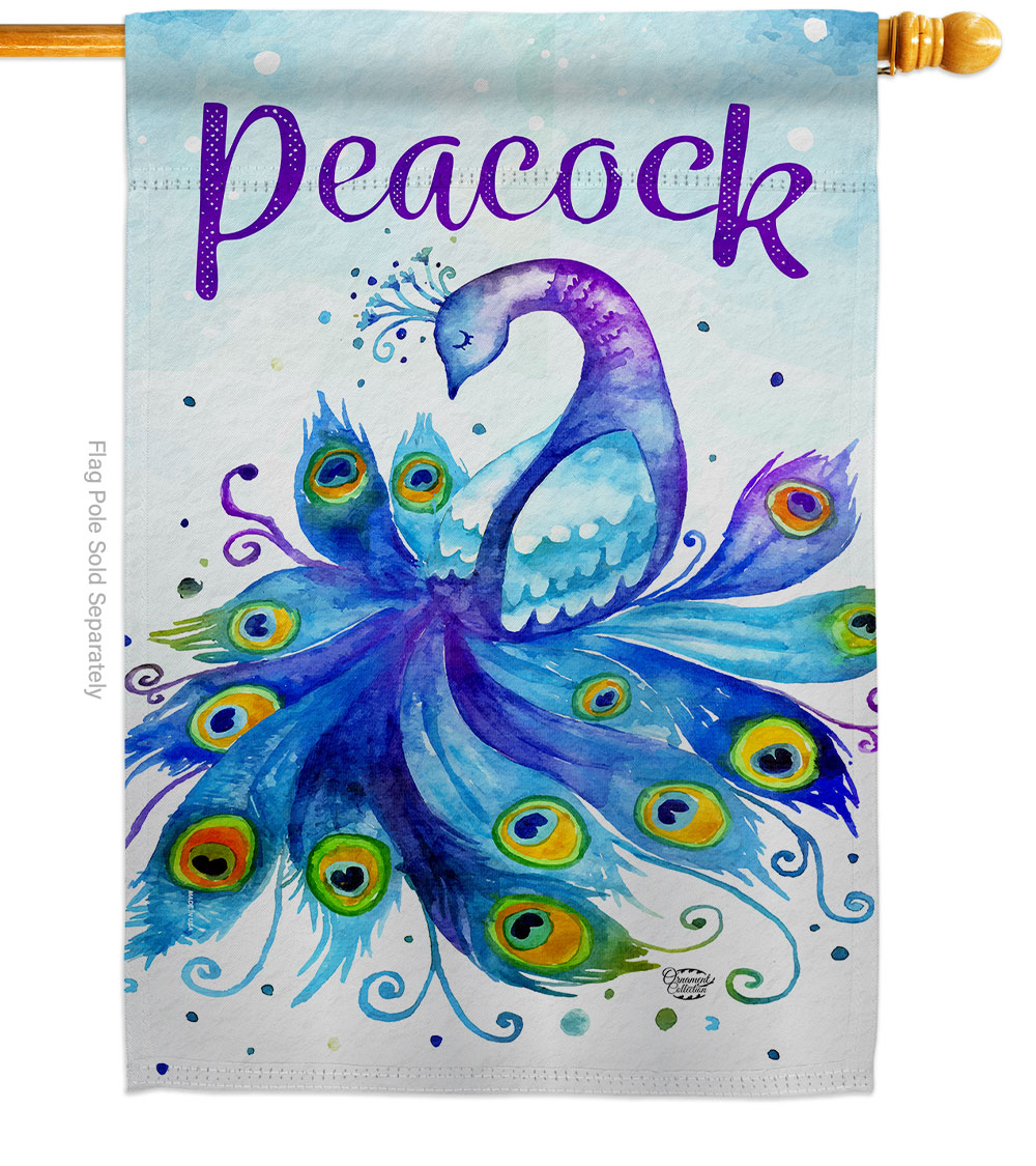 H192568-BO Beautiful Peacock Animals Bird 28 x 40 in. Double-Sided Decorative Vertical House Flags for Decoration Banner Garden Yard Gift