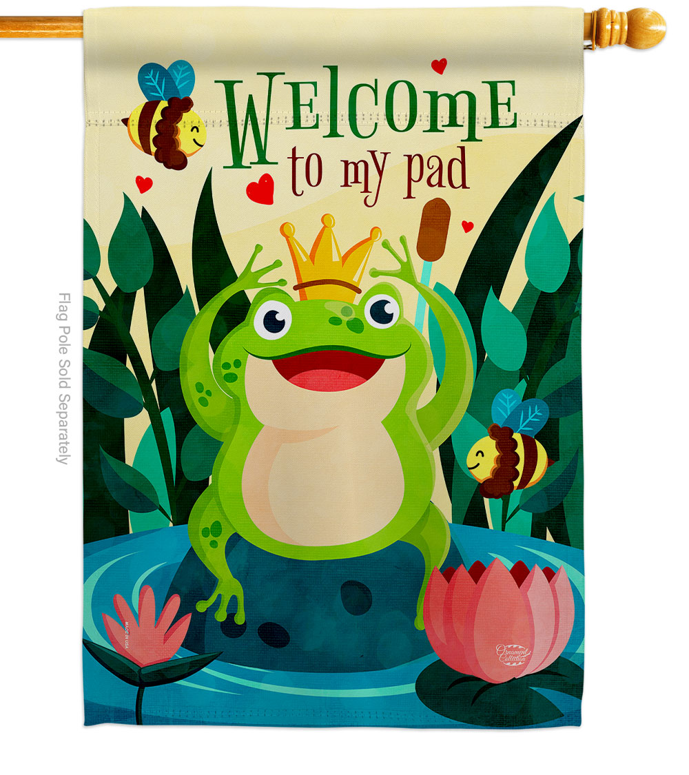 H192582-BO Frog Welcome Animals Critter 28 x 40 in. Double-Sided Decorative Vertical House Flags for Decoration Banner Garden Yard Gift