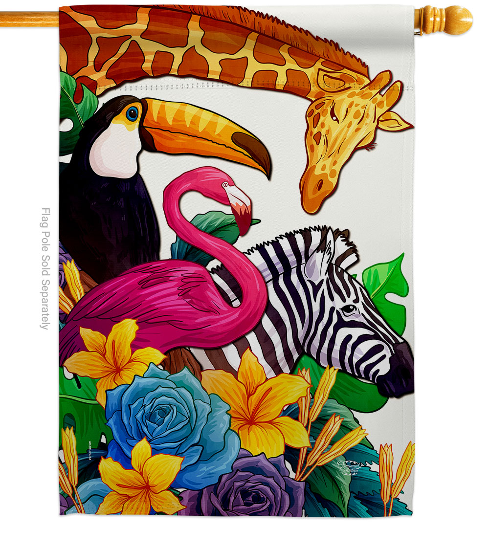 Zoo Animals Wildlife 28 x 40 in. Double-Sided Decorative Vertical House Flags for Decoration Banner Garden Yard Gift