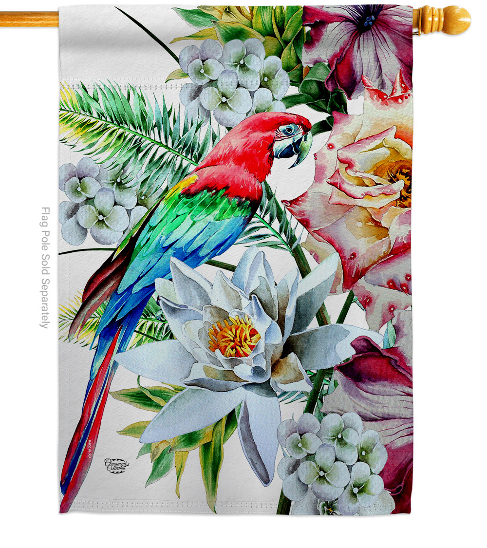 H192647-BO Tropical Parrot Animals Bird 28 x 40 in. Double-Sided Decorative Vertical House Flags for Decoration Banner Garden Yard Gift